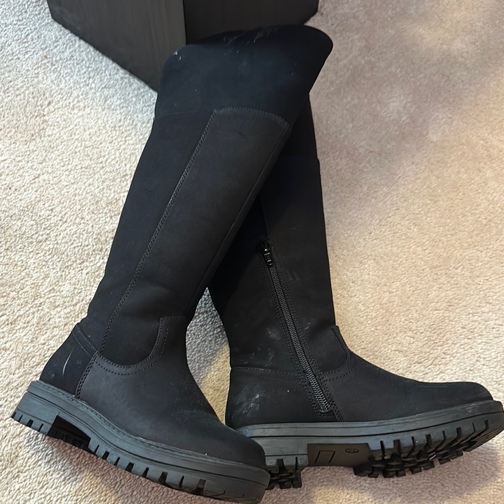 Girls Black Knee-High Boots